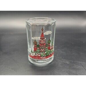 Vintage Shot Glass USSR St Basils Cathedral Moscow Russia Russian Language